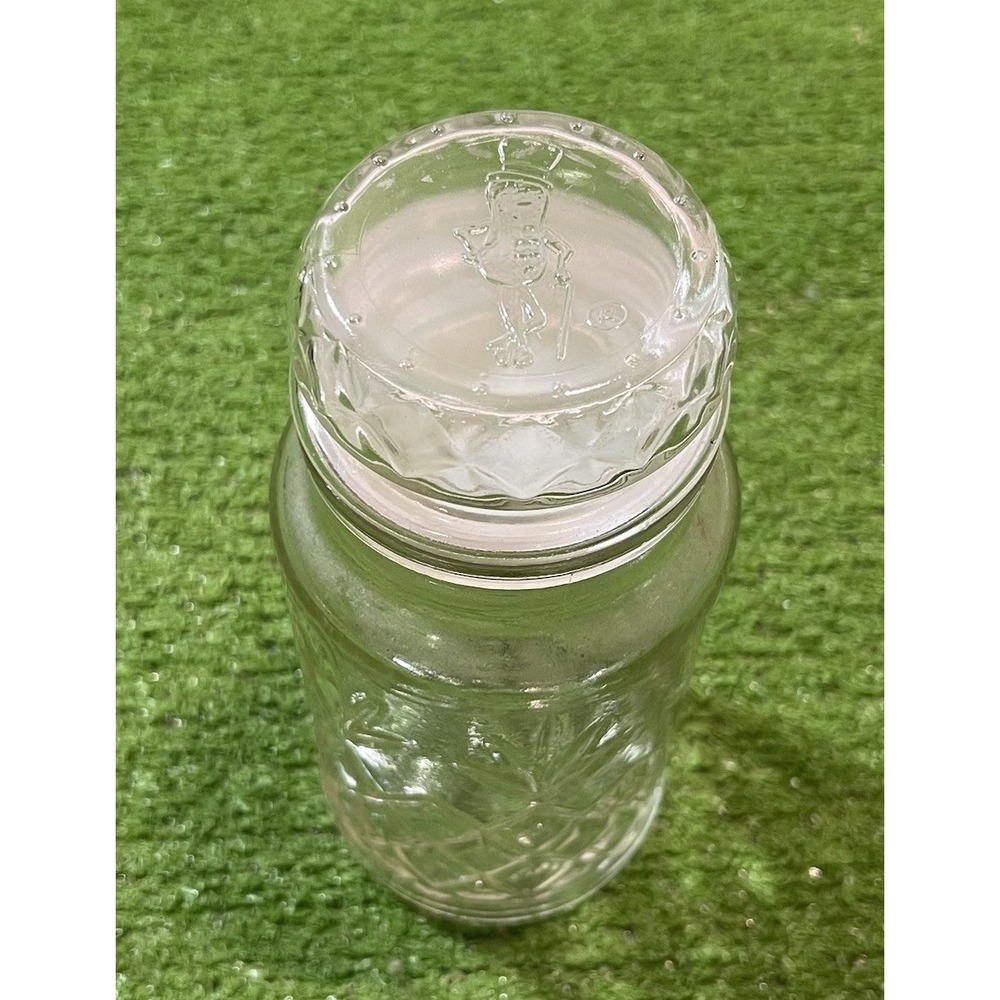 Vintage Planters Mr Peanut Glass Jar Canister Floral Starburst Embossed 1980